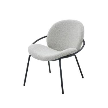 Imagem de Poltrona Lea Rivatti 67 cm (Largura) Estofado em Bouclê Off White e Ba