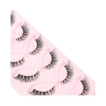 Imagem de Cílios Postiços Naturais Estilo Raposa 7 Pares Com Haste Transparente 