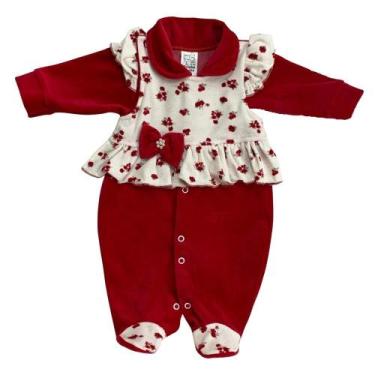 Imagem de Macacao bebe menina florido com laço - PEQUENO CHARME MODA BEBÊ, Verme