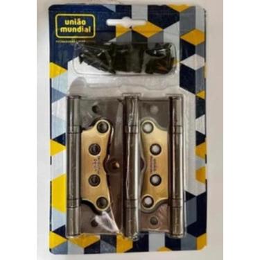 Imagem de Dobradiça para porta com anéis rolamentada de sobrepor 4 ouro latonado