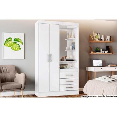 Imagem de Guarda Roupa Casal 2 Portas E 3 Gavetas C- 1 Espelho Briz B64 Branco - Henn