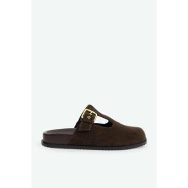 Imagem de Sapato Clog Camurção Soho Salto 3cm Tira Grossa com Fivela Regulável Elegante Confortável-Feminino