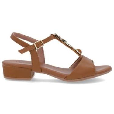 Imagem de Sandália Fem. Em Couro Pedraria salto Baixo Usaflex AI270140 Cor:;Tamanho:35-Feminino