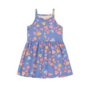 Imagem de Vestido infantil menina de corações Brandili - Azul-Feminino