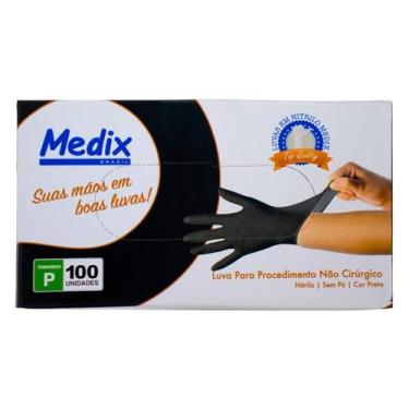 Imagem de Luva de Nítrilica Sem Pó P 100 Unidades Preta Medix