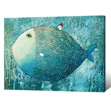 Imagem de Quadro: pintura de parede, peixe grande nórdico, tela de 40x60cm