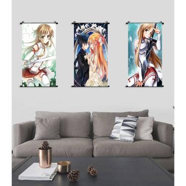 Imagem de Arte de parede em tela Sword Art Online Asuna & Kirito 40x60cm x3