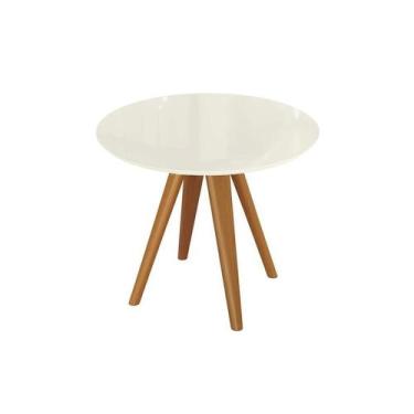 Imagem de Mesa p/ Cozinha Duna Premium Madeira Maciça c/ Tampo Madeirado c/ Vidr