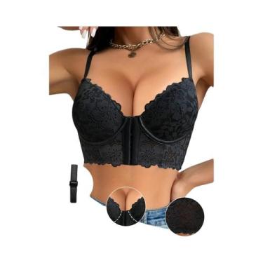 Imagem de Sutiã Feminino Confortável Com Renda Floral, Bojo Push-Up, Suporte Ant