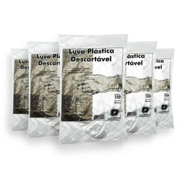 Imagem de Luva Descartavel Plastica Descarpack Transparente Kit 500 Unidades