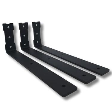 Imagem de 3 Suportes Para Prateleira 30cm Design L De Parede Estilo Moderno Aço 