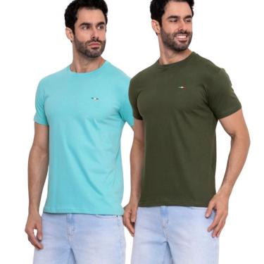 Imagem de Kit Camiseta Industrie Básica Bordada  Algodão Premium Masculina 2 peças Cores-Masculino