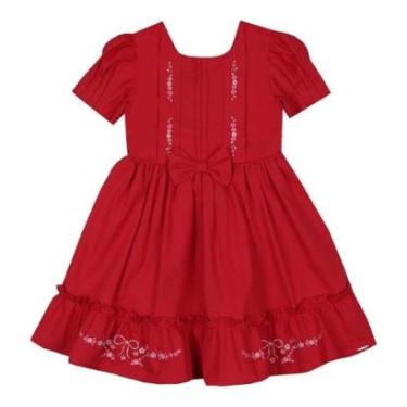 Imagem de Vestido Luxo Infantil Menina Tricoline Bordado Paraiso 15597-Feminino