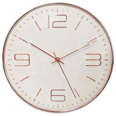 Imagem de Relógio de Parede Decorativo 30cm Silencioso Moderno - Livon, Rose Gol