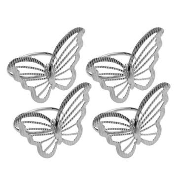 Imagem de 4 Anéis para guardanapos Butterfly Wolff Prateado Metal