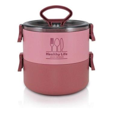 Imagem de Marmita Pote Organizador De 2 Andares C/ Tampa E Alça 1600ml - Jacki D