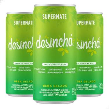 Imagem de Kit 3 Supermate Chá Mate Gaseificado 269ml Limão com Maçã Gás Bebida S