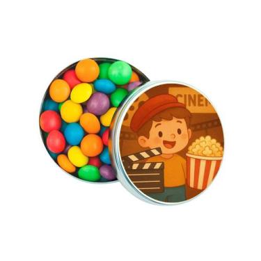 Imagem de Kit 30 Latinhas Lembrancinhas Cinema Antigo Cor: Prateado - Gil Festa 