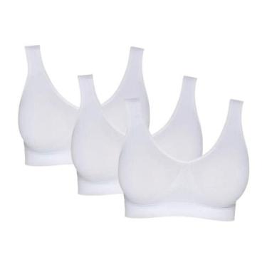 Imagem de Kit 3 Tops Hanes Sem Costura Nas Laterais Feminino Sem Bojo, Branco, X