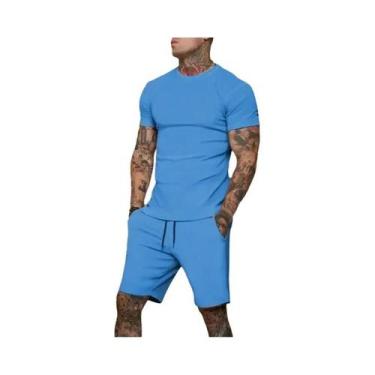 Imagem de Conjunto Esportivo Masculino De Verão, Camiseta Respirável E Shorts, C
