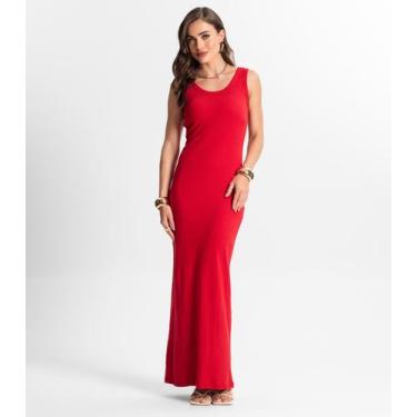 Imagem de Vestido Midi De Ribana Feminino Endless Vermelho, G, Vermelho
