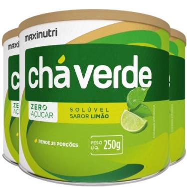 Imagem de KIT 3X Chá Verde Solúvel Zero Açucar e Calorias 250g - Maxinutri Sabor