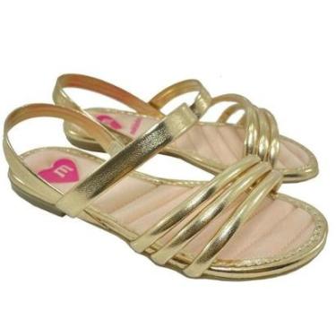 Imagem de Sandália Infantil Molekinha Tiras Metalizadas Conforto - Ouro Rosado-Feminino