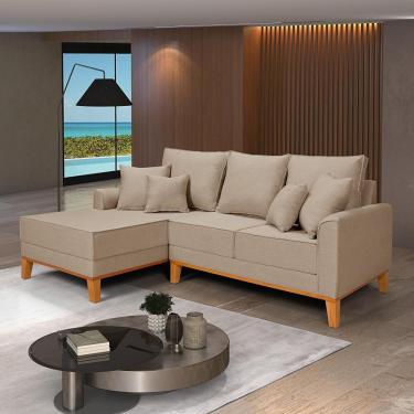 Imagem de Sofá Living Beny Com Chaise Para Sala De Estar Confortável Império Bege 201