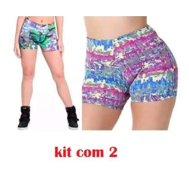 Imagem de 2 Shorts Curto Legging Estampado Fitness Suplex Academia Cos Alto - ro