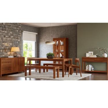Imagem de Conjunto Sala Jantar Nature: Cristaleira, Aparador, Buffet, Mesa, Banco e Cadeiras Rúst...