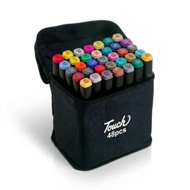 Imagem de Caneta Marcador Touch Ponta Dupla 48 Cores com Estojo – Canetas à Base de Álcool para Colorir, Desenho e Lettering – Kit Completo Profissional para Iniciantes e Artistas