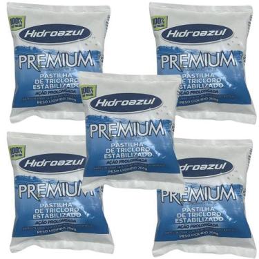 Imagem de Kit 05 Pastilha Tablete Hidroazul Premium 200g Para Piscina