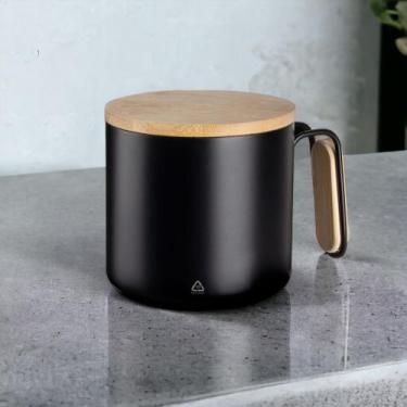 Imagem de Caneca Térmica Inox com Tampa de Bambu e Isolamento a Vácuo 380ml Pret