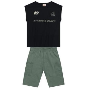 Imagem de Conjunto infantil menino tropical em puff Brandili-Masculino