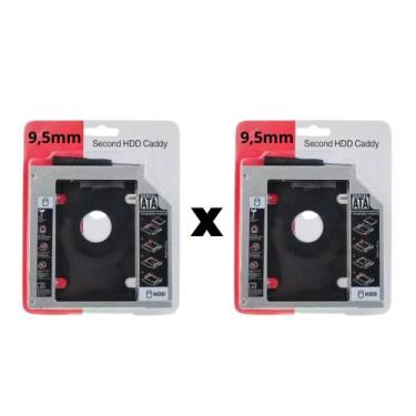 Imagem de Kit c 2 Caddy 9.5mm Case Adaptador HD SSD DVD Notebook - FastBios Expr