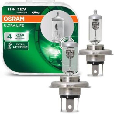 Imagem de Lampada Farol Osram H4 Ultra Life 60/55w 12v 3200k 60% + Luz