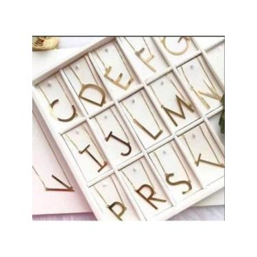 Imagem de Colar Letra Inicial Dourado Feminino Grande - Look Final, Multicolorid