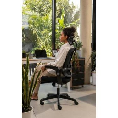 Imagem de Cadeira Ergonômica Escritório Preta - Conforto Lombar Ajustá - Congrat