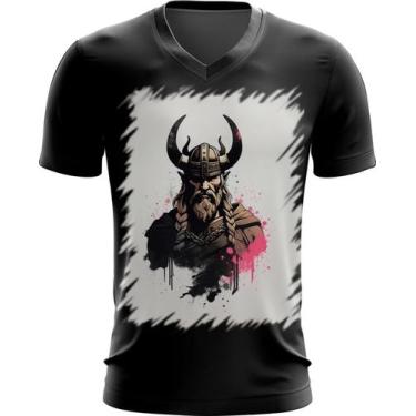 Imagem de Camiseta Gola V Guerreiro Viking Nórdico Tribo 8 - Kasubeck Store®, IN