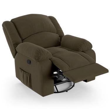 Imagem de Poltrona Do Papai Reclinável Pietra Glider Giratória Fh9 Veludo Capuccino - Mpozenato