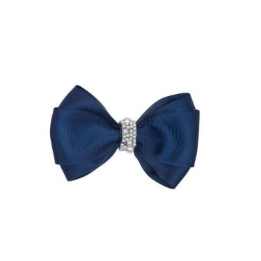Imagem de Laço Gorgorão Miolo Pérolas Menina Mundi Azul - Brandili, Azul, Único