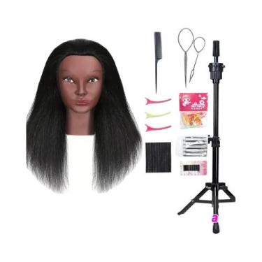 Imagem de Cabeça De Manequim Com Cabelo 100% Real, Boneca De Treinamento De 18 P