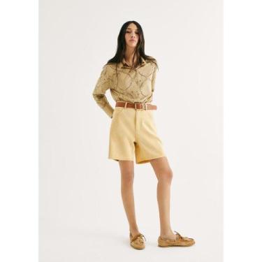 Imagem de Bermuda Feminina Cintura Média Em Sarja - Amarelo 034 - Hering Adulto,