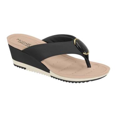 Imagem de Chinelo Tamanco Modare UltraConforto Salto Anabela Pedra, Preto, 38