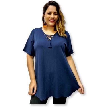 Imagem de Blusa Bata De Malha Cordão No Decote Viscolycra Plus Size G2 - Sarat M