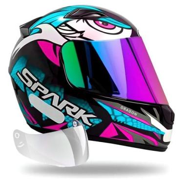 Imagem de Capacete Ebf Dragon Tiffany Mais Viseira Camaleão, Tiffany, 56