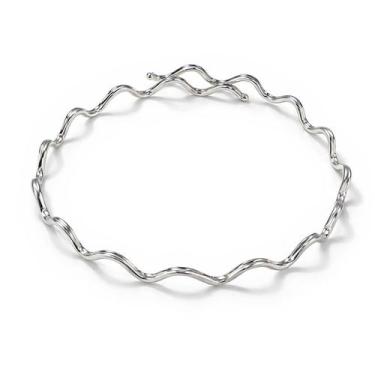 Imagem de Bracelete Braço Rigido Ajustavel Onda Prata Lei Arm Cuff - Lojas La&Ny