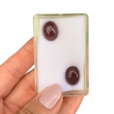 Imagem de Turmalina Rubelita Olho-de-Gato Oval Cabochão Par 17,83ct - ENE2ESE