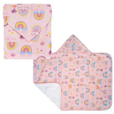 Imagem de Toalha De Banho Para Bebê Estampada Com Capuz Forro De Fralda 67X90 - 