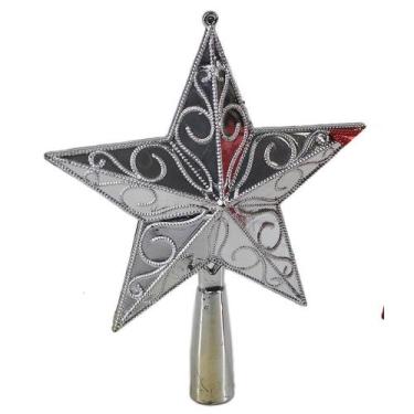 Imagem de Ponteira para Arvore Natal Estrela Arabesco 19cm - PRATEADO - RIO MAST